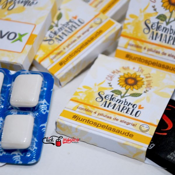 Setembro Amarelo Caixinha para chicletes ou mini tabletes de chocolates