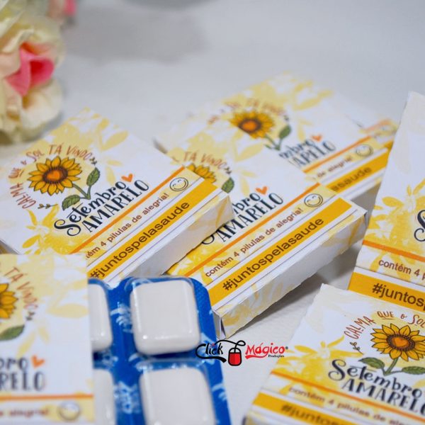 Setembro Amarelo Caixinha para chicletes ou mini tabletes de chocolates