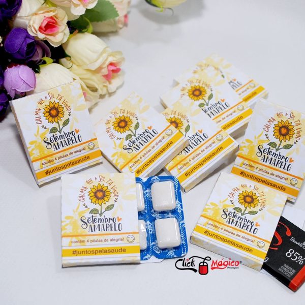 Setembro Amarelo Caixinha para chicletes ou mini tabletes de chocolates
