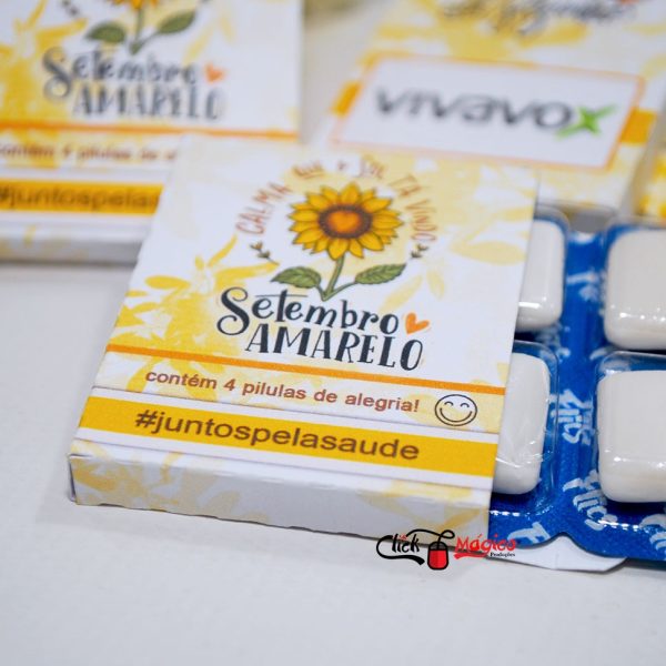 Setembro Amarelo Caixinha para chicletes ou mini tabletes de chocolates