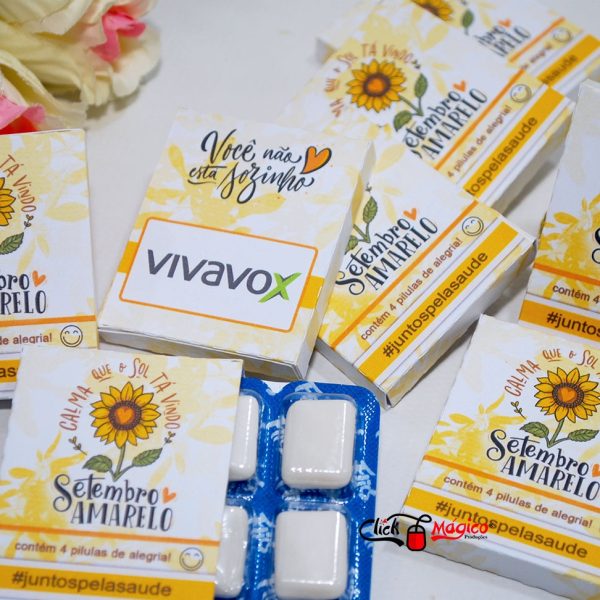 Setembro Amarelo Caixinha para chicletes ou mini tabletes de chocolates