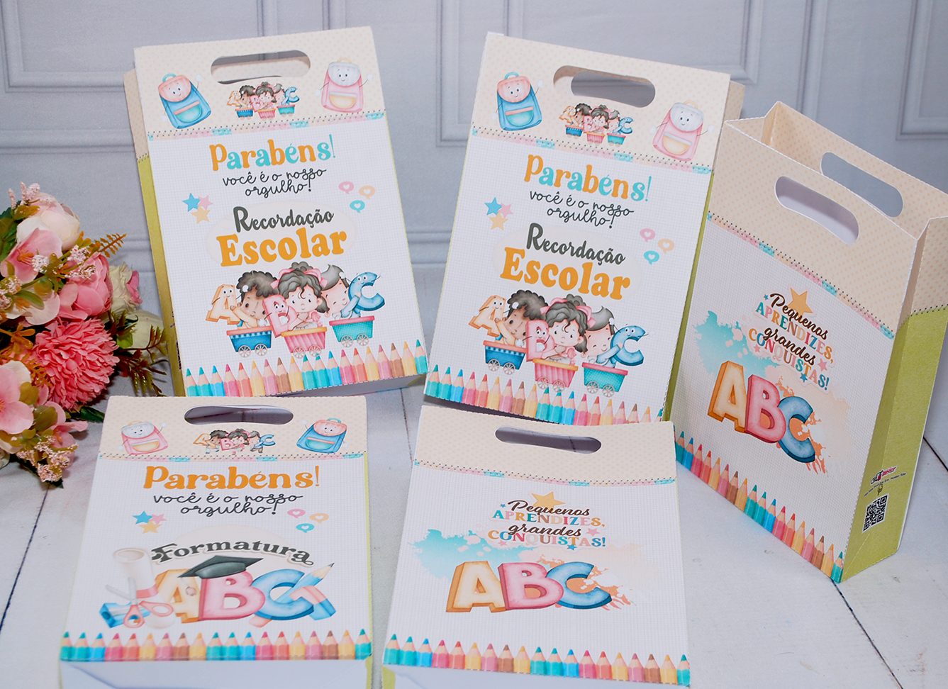 Sacolinhas recordação escolar formatura ABC