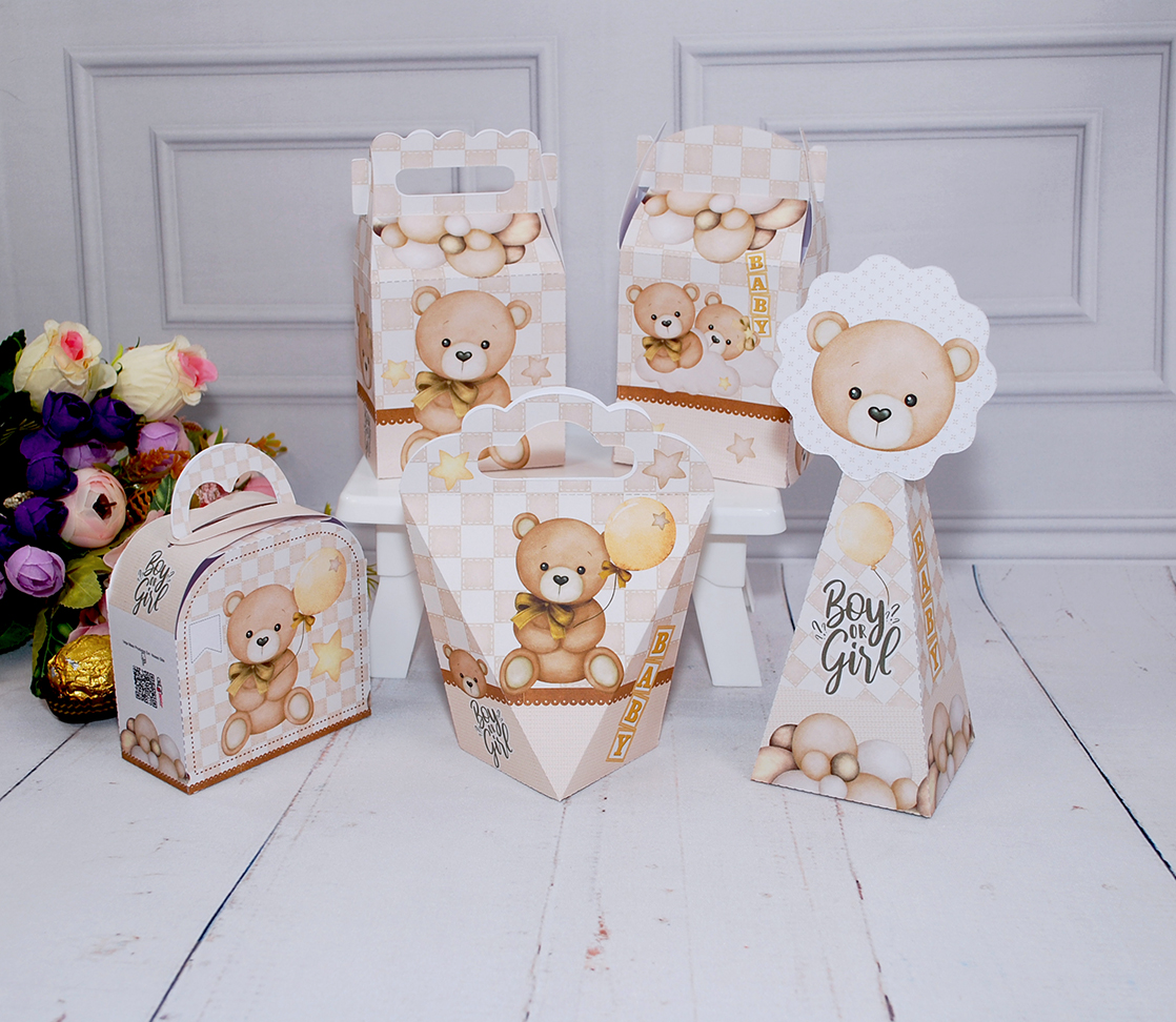 Chá Revelação Kit de Caixinhas - Lembrancinhas - Decoração - Pegue e Monte