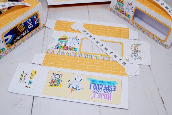 Aniversário Caixinha p/ Caixa de Bis de 16 Unidades Pegue e Monte