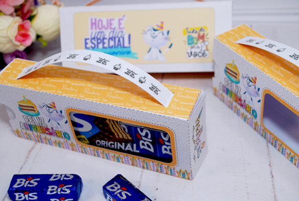 Aniversário Caixinha p/ Caixa de Bis de 16 Unidades Pegue e Monte