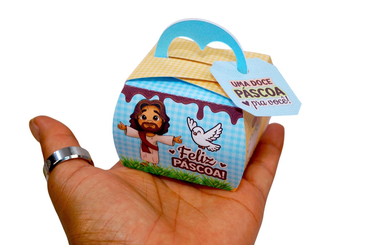 Caixinha de Páscoa com Alça Para Bombom ou Brinde Pegue e Monte