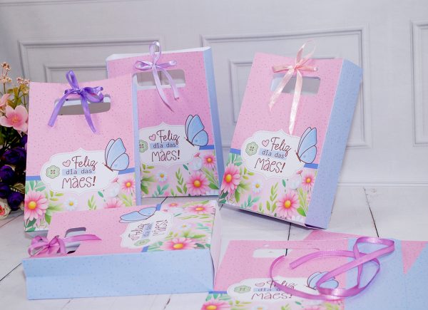 Dia das Mães Sacolinha para BrindeS e Lembrancinhas Pegue e Monte