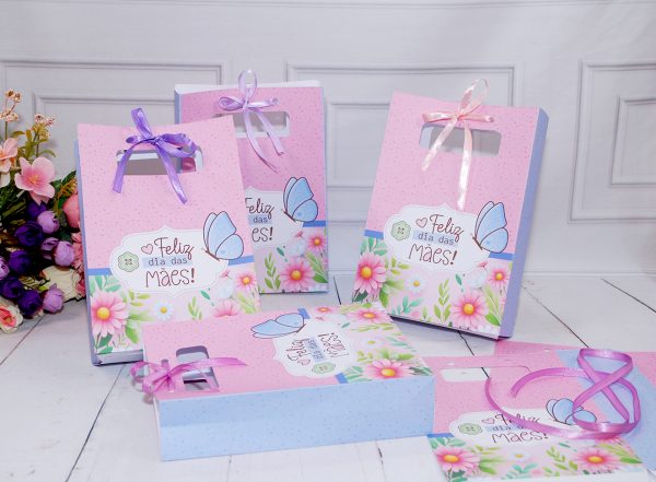 Dia das Mães Sacolinha para BrindeS e Lembrancinhas Pegue e Monte