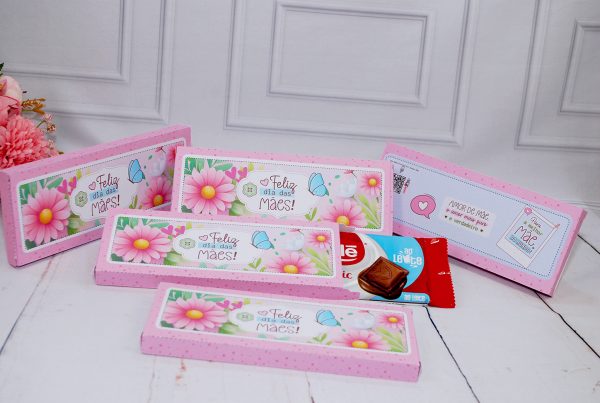 Dia das Mães Caixinha Para Barra de Chocoate de 90g Pegue e Monte