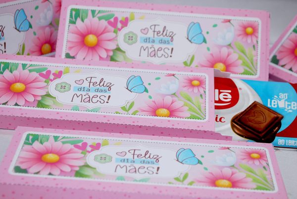 Dia das Mães Caixinha Para Barra de Chocoate de 90g Pegue e Monte