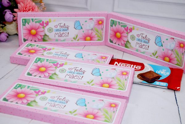Dia das Mães Caixinha Para Barra de Chocoate de 90g Pegue e Monte