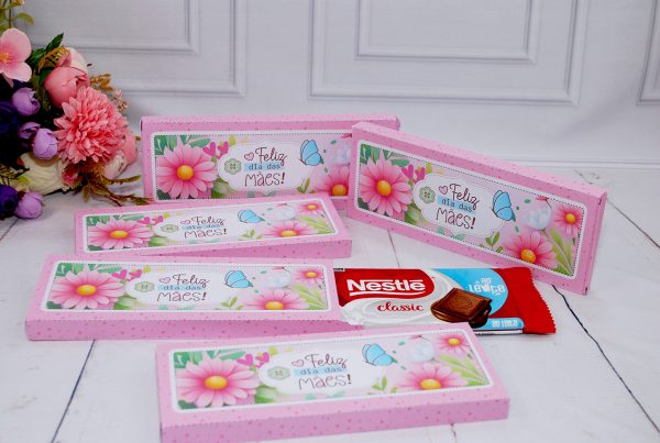 Dia das Mães Caixinha Para Barra de Chocoate de 90g Pegue e Monte
