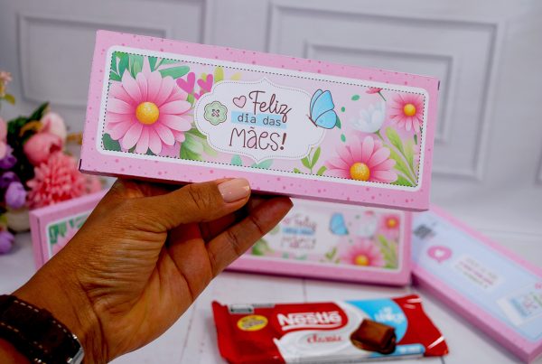 Dia das Mães Caixinha Para Barra de Chocoate de 90g Pegue e Monte