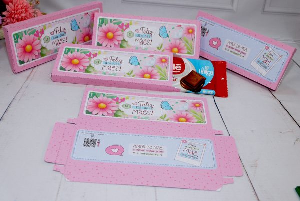 Dia das Mães Caixinha Para Barra de Chocoate de 90g Pegue e Monte