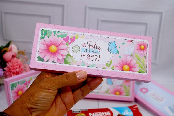 Dia das Mães Caixinha Para Barra de Chocoate de 90g Pegue e Monte