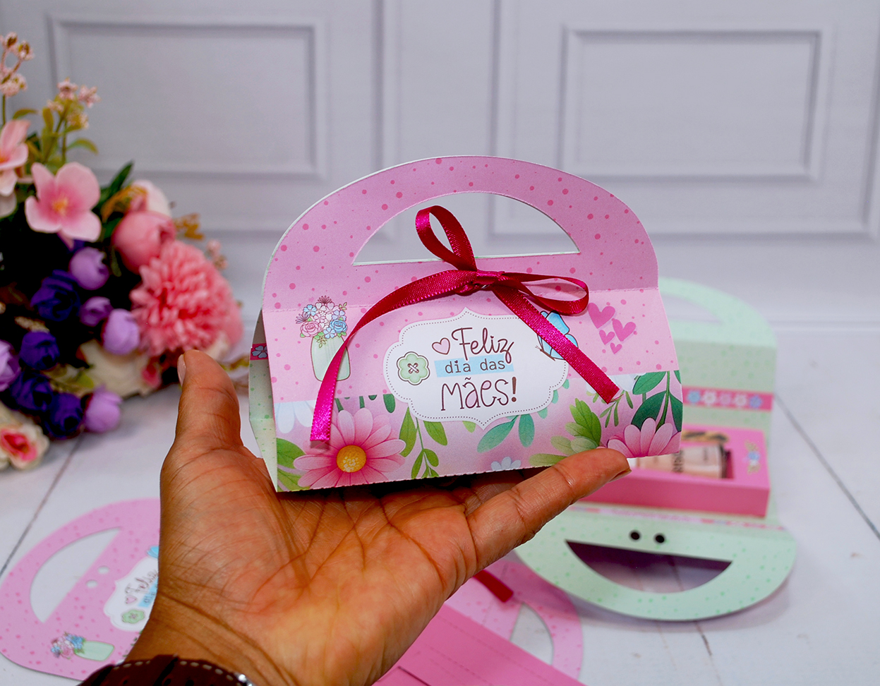 Dia das Mães Bolsinha Para Lixa e Esmalte Pegue e Monte