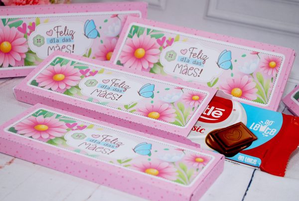 Dia das Mães Caixinha Para Barra de Chocoate de 90g Pegue e Monte
