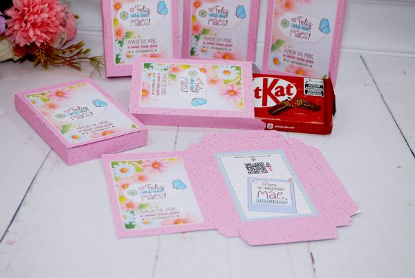 Dia das Mães Caixinha Para Chocoate KIT KAT Pegue e Monte