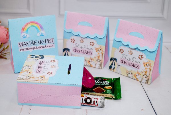 Dia das Mães Caixa Tipo Bolsinha Para Mimos Pegue e Monte
