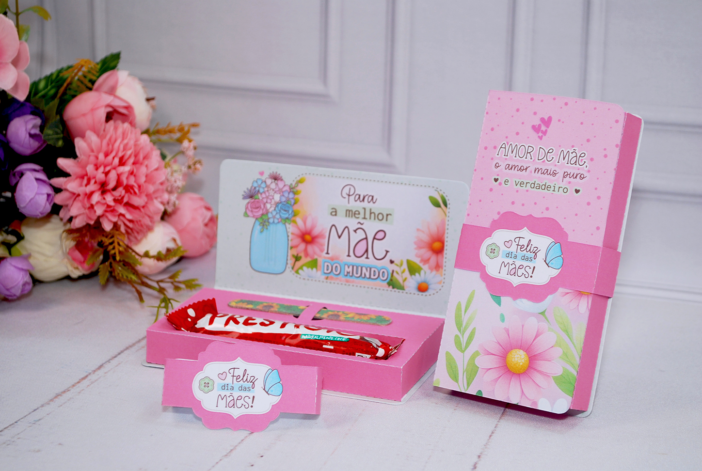 Dia das Mães Caixinha Para Prestígio E Mini Lixa Pegue e Monte