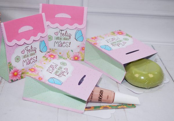 Dia das Mães Caixa Tipo Bolsinha Para Mimos Pegue e Monte