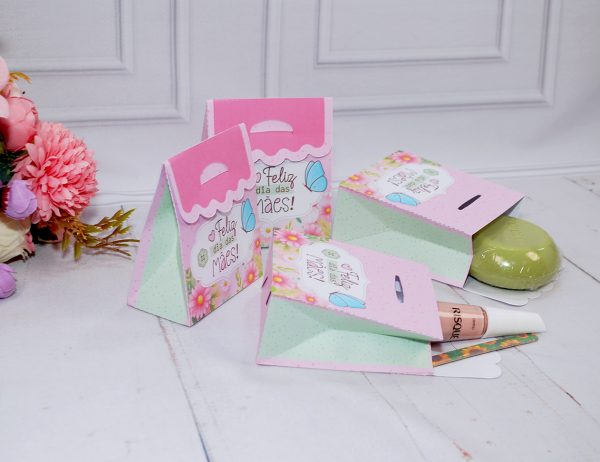 Dia das Mães Caixa Tipo Bolsinha Para Mimos Pegue e Monte