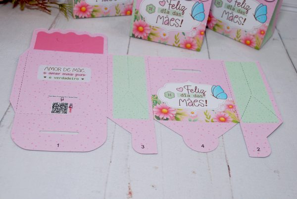 Dia das Mães Caixa Tipo Bolsinha Para Mimos Pegue e Monte