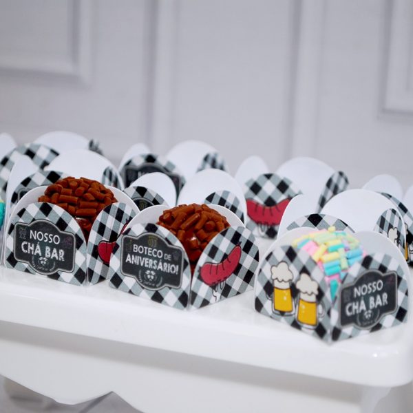 Forminha para Docinhos e Brigadeiros - Tema Boteco para Chá Bar e Aniversário