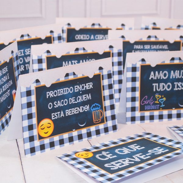Plaquinhas 14x20cm com frases divertidas tema BOTECO