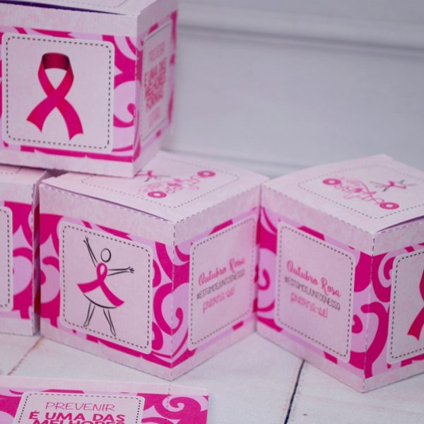 Outubro Rosa Caixinha Modelo Cubo para Lembrancinhas