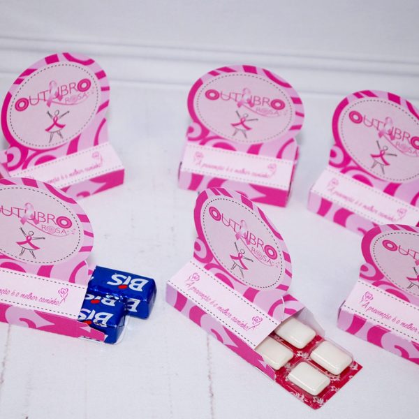 Outubro Rosa Caixinha Porta Bis ou Chicletes