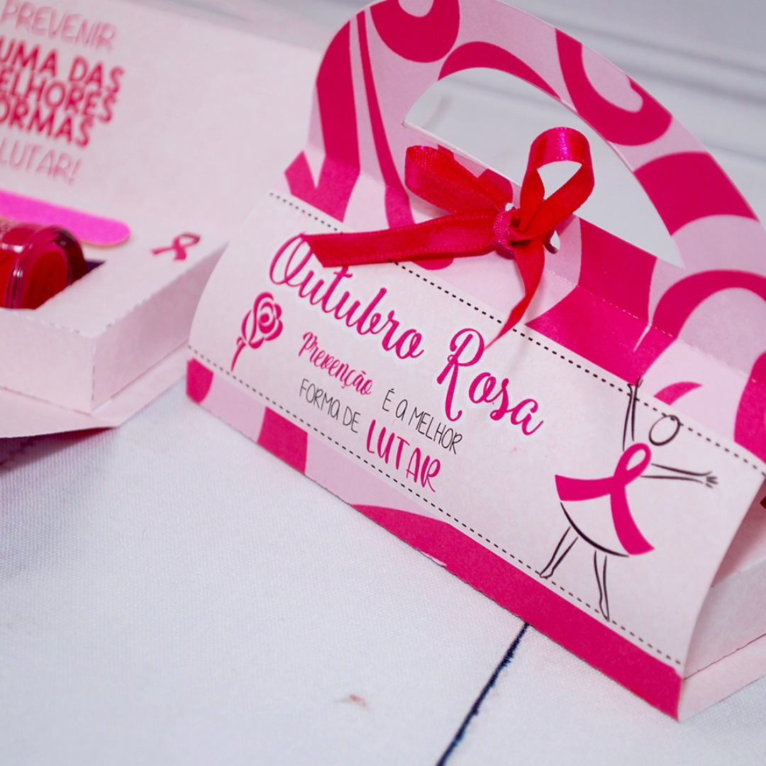 Outubro Rosa — Bolsinha Porta Esmalte e Lixa montada