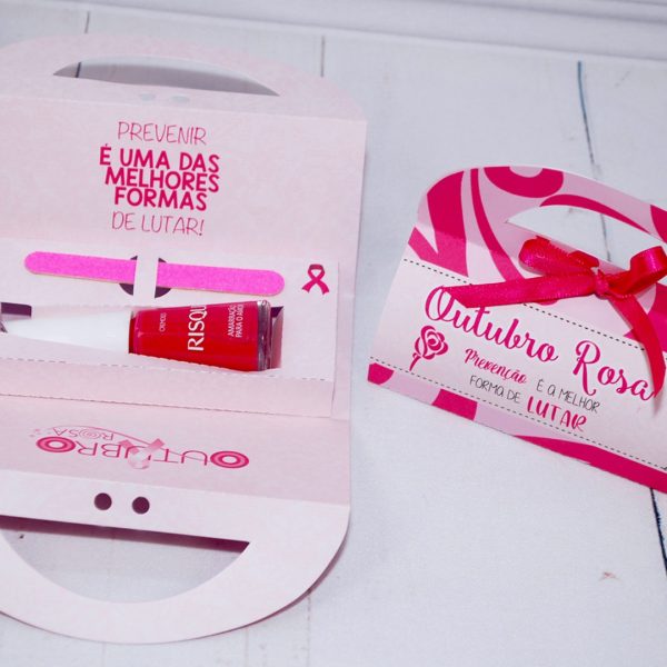 Outubro Rosa Bolsinha Porta Esmalte e Lixa
