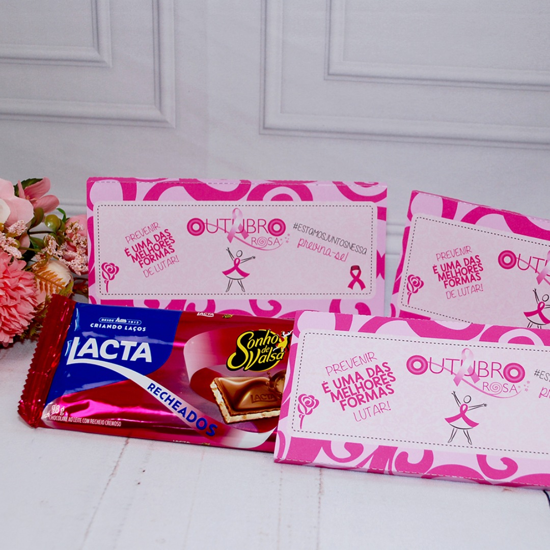 Outubro Rosa — Capinha para Barra de Chocolates montada