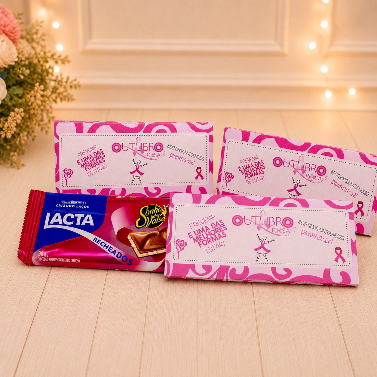 Outubro Rosa — Capinha para Barra de Chocolates