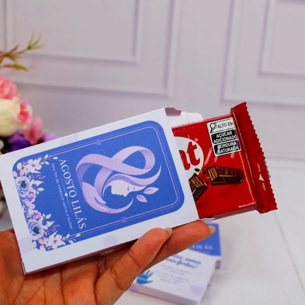 Agosto Lilás Caixinha para Kit Kat para Lembrancinha