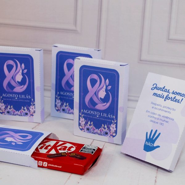 Agosto Lilás Caixinha para Kit Kat para Lembrancinha