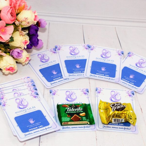 Agosto Lilás Card para Chocolate Lembrancinha Conscientização