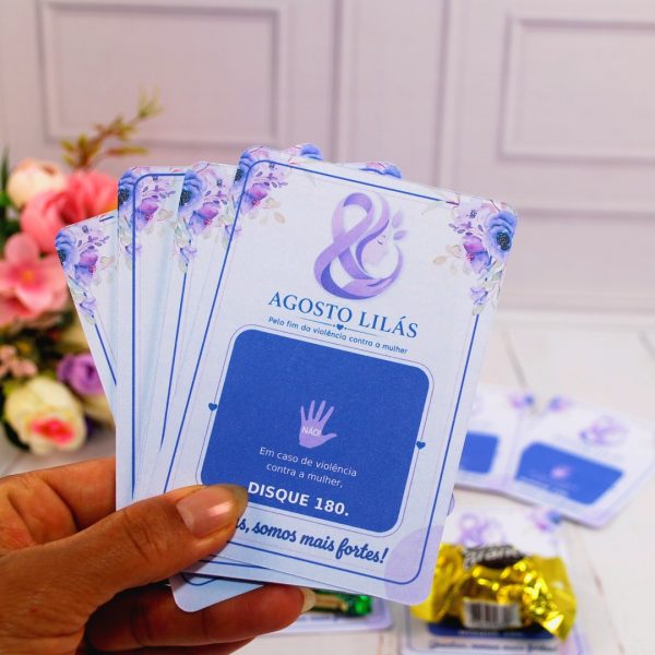 Agosto Lilás Card para Chocolate Lembrancinha Conscientização
