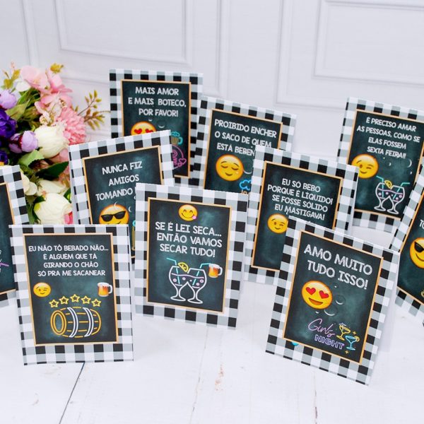 MINI Plaquinhas Divertidas Tema Boteco para Aniversário e Chá Bar