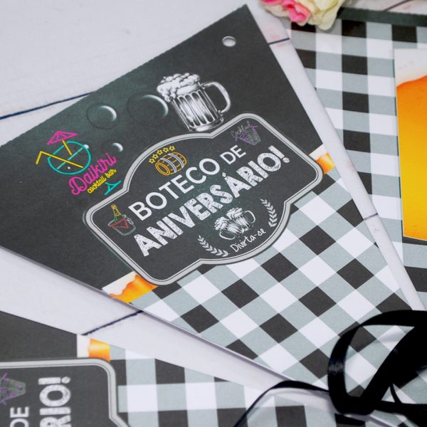 Varal de Letras Tema Boteco para Chá Bar e Aniversário