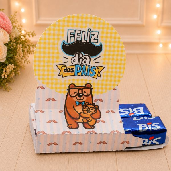 Lembrancinha Dia dos Pais Caixinha para 2 Chocolates Bis