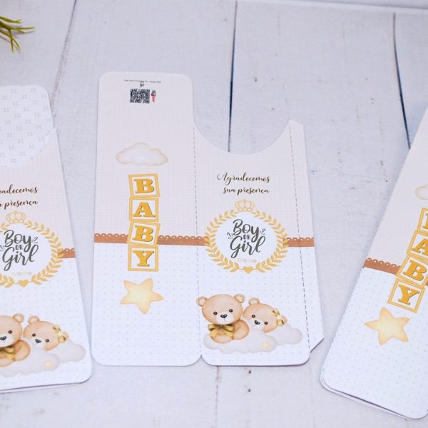 Chá Revelação Card para chocolate Lembrancinha Tema Ursinho