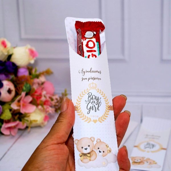 Chá Revelação Card para chocolate Lembrancinha Tema Ursinho