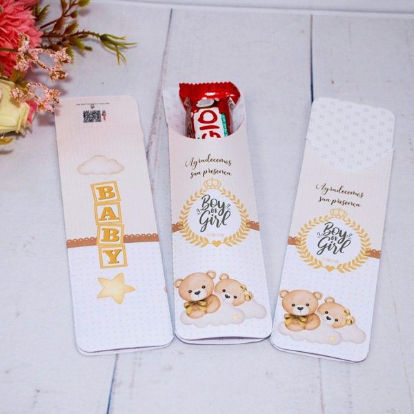 Chá Revelação Card para chocolate Lembrancinha Tema Ursinho
