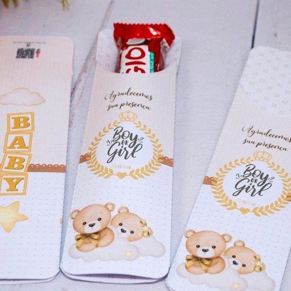 Chá Revelação Card para chocolate Lembrancinha Tema Ursinho