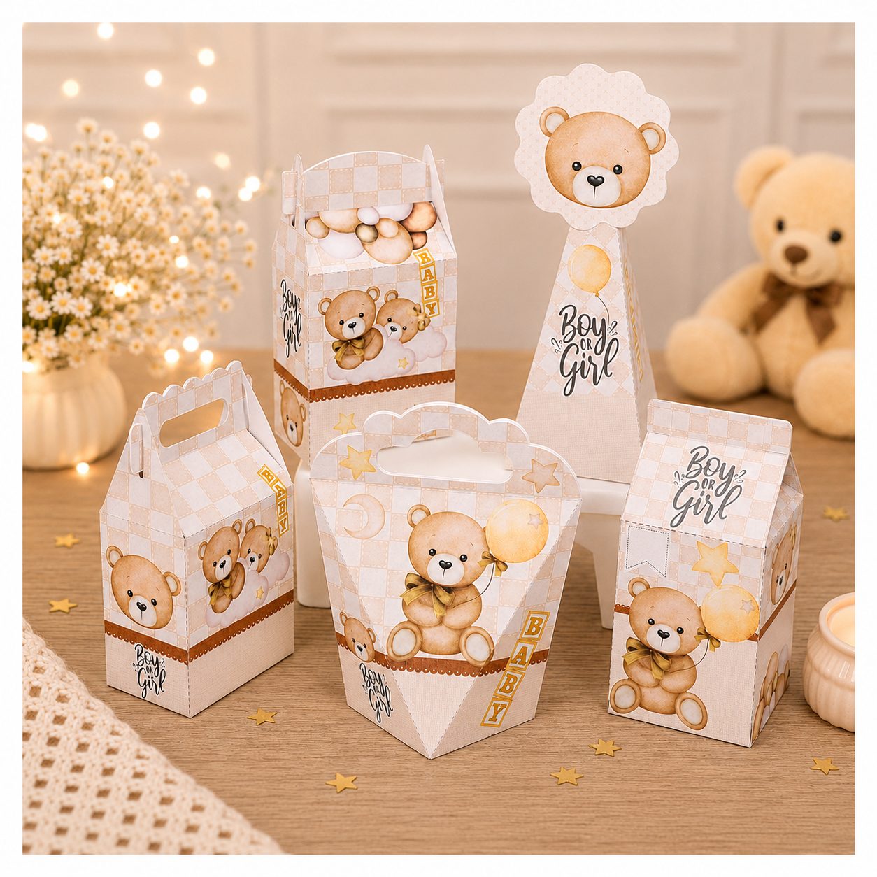 Cha Revelacao Kit de Caixinhas Lembrancinhas e Decoracao
