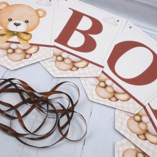 Chá Revelação Varal de Letras BOY OR GIRL Ursinho Marrom