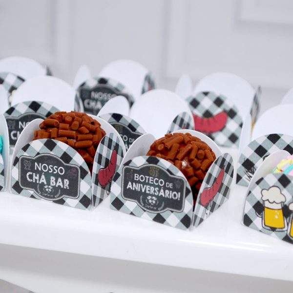 Forminha para Docinhos e Brigadeiros - Tema Boteco para Chá Bar e Aniversário