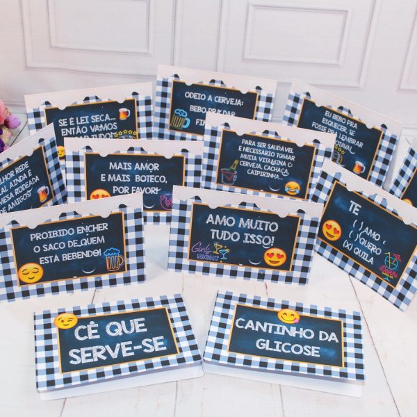 Plaquinhas 14x20cm com frases divertidas tema BOTECO